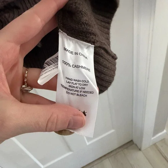 Quince Mongolian Cashmere Fisherman Sweater Vest Brown V-Neck Ribbed XL - Picture 5 of 6